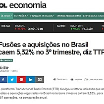 Fuses e aquisies no Brasil caem 5,32% no 3 trimestre, diz TTR